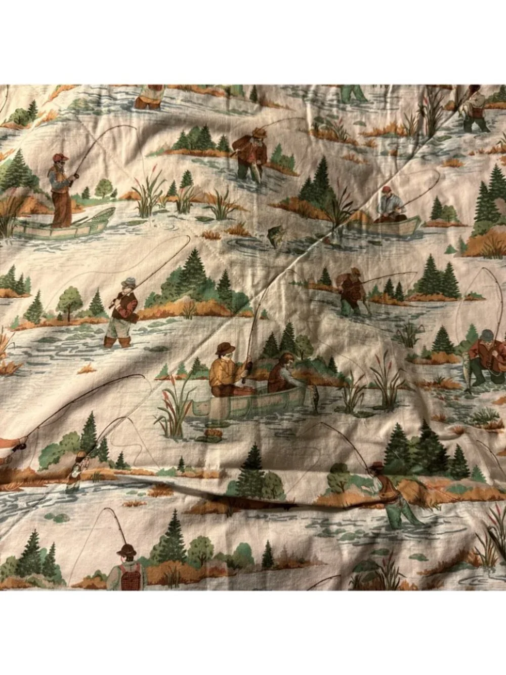 Vtg Fisherman Log Cabin Style Quilt 56